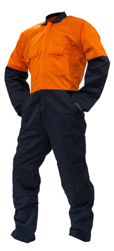 100% Day Only Cotton Overall Navy Orange 