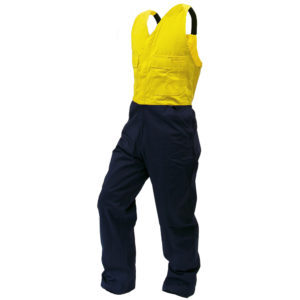 100% Day Only Cotton Bib Overall Navy/Yellow
