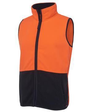 Hi Vis Polar Fleece Vest Orange Navy