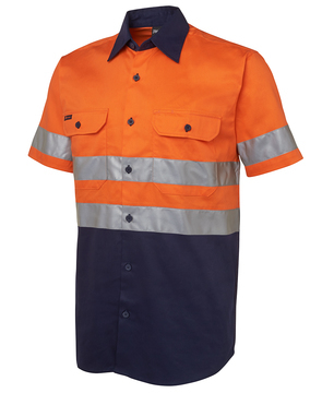 Hi Vis D+N Short Sleeve 190G Shirt Orange Navy