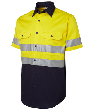 Hi Vis (D+N) Short Sleeve 190G Shirt Yellow Navy