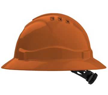 Full Brim V6 Vented Hard Hat 6 Point Harness Orange