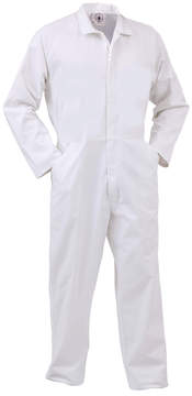 Food Industry Poly Cotton  Nylon Zip Overall White