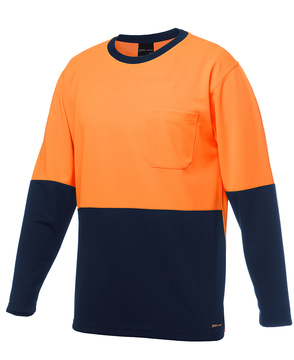 JB's Hi Vis L/S Traditional T-Shirt Orange Navy