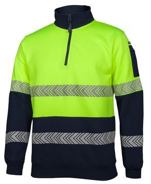 Hi Vis ½ Zip Segmented Tape Fleece Lime Navy