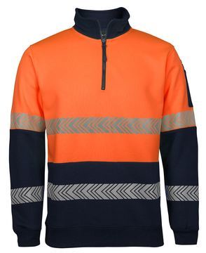 Hi Vis ½ Zip Segmented Tape Fleece Orange Navy