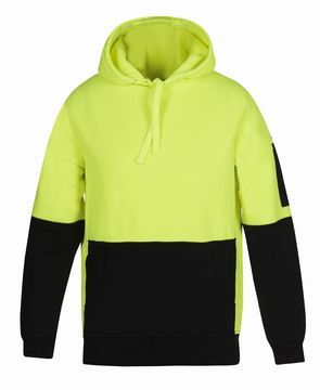 Hi Vis 330g Pull Over Hoodie Lime Black