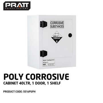 PRATT Poly Corrosive Cabinet 40L, 1 Door, 1 Shelf