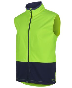 Hi Vis Water Resistant Softshell Vest Lime Navy