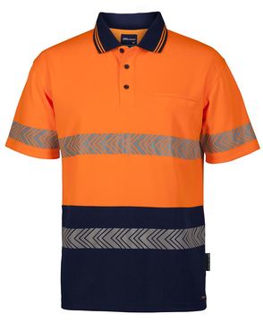 Hi Vis Segmented Polo Orange Navy