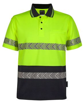 Hi Vis Segmented Polo Lime Navy