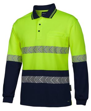 Hi Vis Long Sleeve Seg Tape Polo Lime Navy