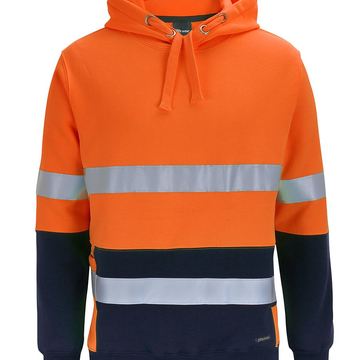 Hi Vis D+N 330G Pullover Hoodie Orange Navy