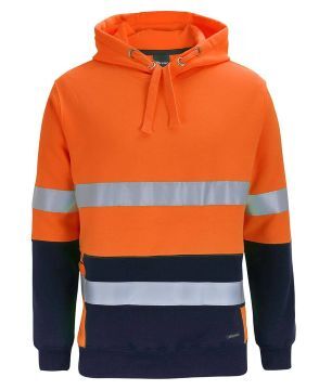 Hi Vis D+N 330G Pullover Hoodie Orange Navy