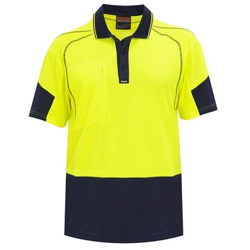 Polo Day Only Quick Dry Cotton Backed Yellow Navy