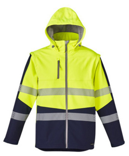 Unisex 2 in 1 Stretch Softshell Taped Jacket Yellow Navy