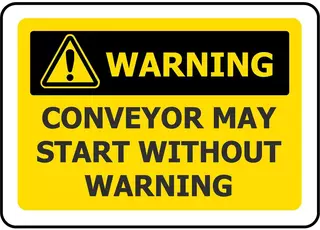 Warning Conveyor May Start Without Warning ACM Sign