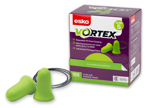 Esko Vortex Earplugs Green Corded