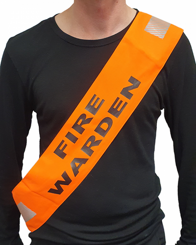 Fire Warden Sash with Velcro Hi Vis Orange