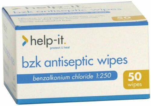 Help-It Alcohol Free Antiseptic Wipes Box/50