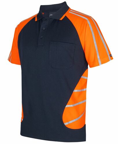 JB's Street Polo With Reflective Strips Orange Navy