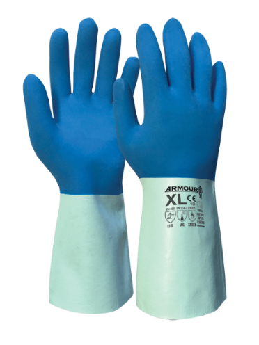 Armour Blue Latex Chemical Contact Heat Gauntlet - 30cm