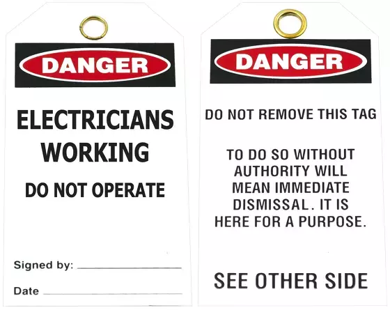 Danger Electricians Working White Tags