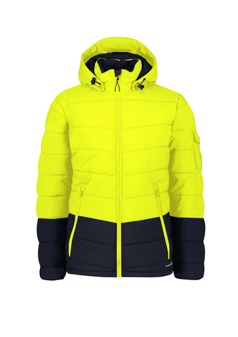 Unisex Streetworx Hooded Puffer Jacket Yellow Navy