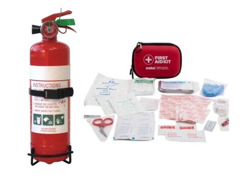 Esko First Aid Kit, 1 Person, 65pc + 1kg Fire Extinguisher