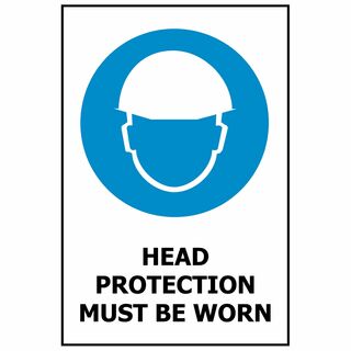 Head Protection Must Be Worn 340x240mm