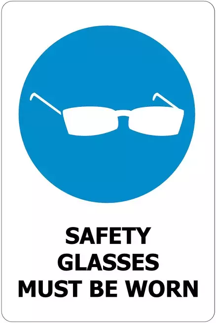 Safety Glasses must be worn 340x240mm