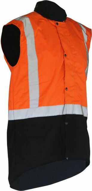 Caution Oilskin D/N Sleeveless Vest Fluoro Orange Brown