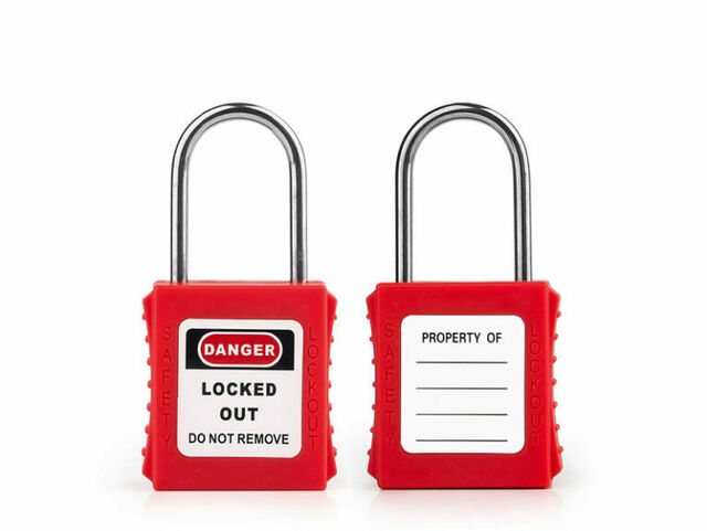 Safety Padlock Thin Shackle (4mm) Red KEYED ALIKE