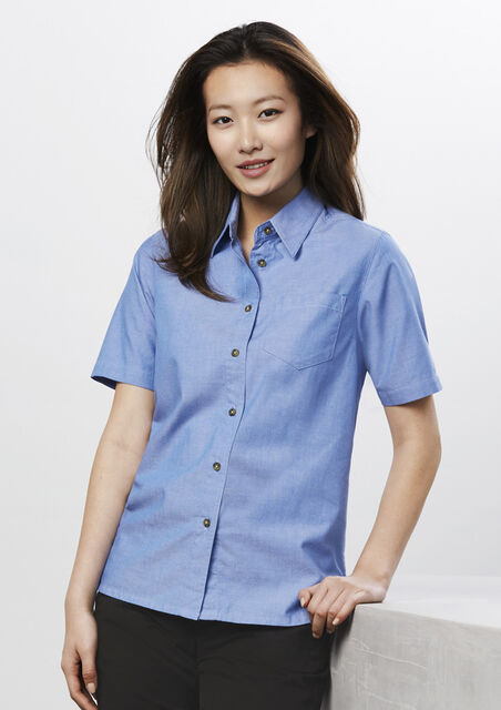 Women Chambray Short Sleeve Shirt