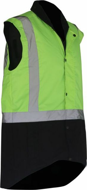 Caution Oilskin D/N Sleeveless Vest Fluoro Yellow Brown